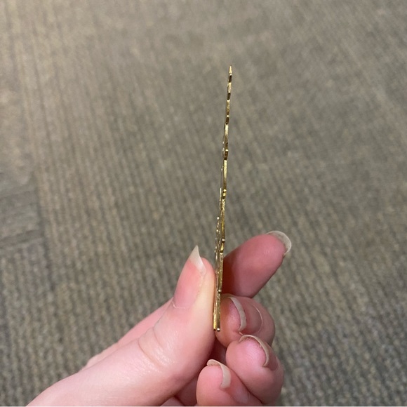 Vintage Cut Metal Gold Tone Merry Christmas Tree Ornament Holiday 2 3/4" - Picture 6 of 7